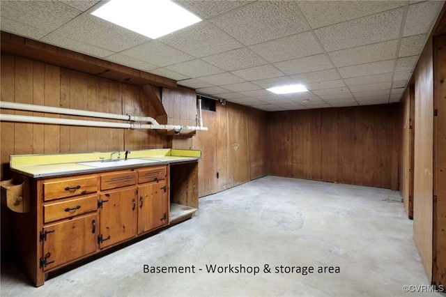 4212 Randolph Rd, North Chesterfield, VA 23236 - bar area with concrete floors, wood walls, and a drop ceiling