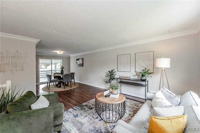 6406 Lothaire Ct, North Chesterfield, VA 23234 - living area featuring wood finished floors, ornamental molding, and baseboards