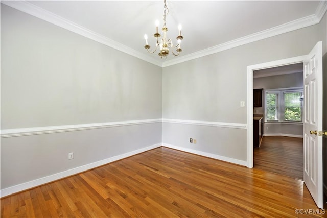 12410 Creek Mill Ct, Glen Allen, VA 23059 - unfurnished room with a chandelier, wood finished floors, and crown molding