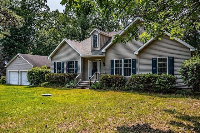 1222 Hull Harbor Rd, Heathsville, VA 22473 - view of front of house featuring a garage, a front lawn, and an outdoor structure