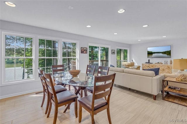 1222 Hull Harbor Rd, Heathsville, VA 22473 - dining area with healthy amount of natural light, recessed lighting, and light wood-type flooring
