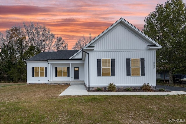 LOT10 Whartons Pass, Orange, VA 22567 - view of front facade featuring a front lawn, board and batten siding, covered porch, and a shingled roof