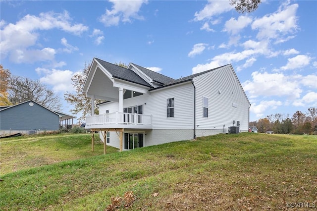 LOT10 Whartons Pass, Orange, VA 22567 - rear view of house featuring a yard, a wooden deck, and central AC