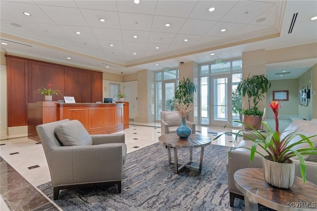 301 Virginia St Unit U806, Richmond, VA 23219 - community lobby with ornamental molding and recessed lighting