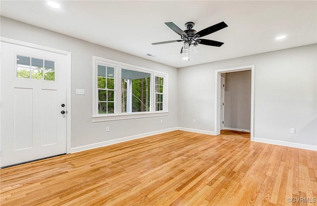 11517 Mount Hermon Rd, Ashland, VA 23005 - foyer featuring plenty of natural light, light wood-style floors, baseboards, recessed lighting, and a ceiling fan