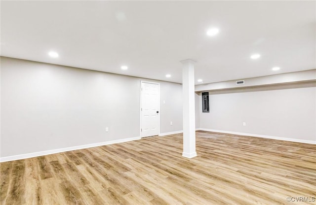 11517 Mount Hermon Rd, Ashland, VA 23005 - finished basement featuring recessed lighting, light wood-style floors, and baseboards