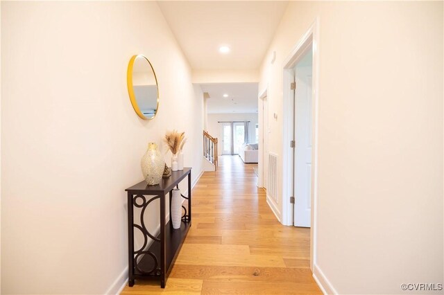 12194 Elnora Ln, Glen Allen, VA 23059 - hall featuring light wood-type flooring, baseboards, and recessed lighting