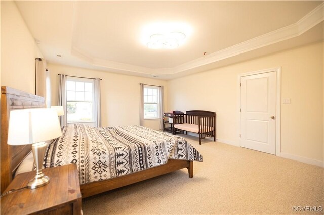 12194 Elnora Ln, Glen Allen, VA 23059 - carpeted bedroom featuring a raised ceiling, baseboards, and ornamental molding