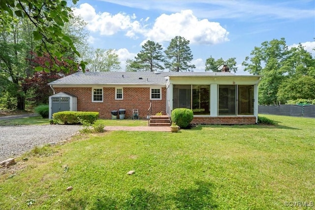 2861 Three Bridge Rd, Powhatan, VA 23139 - back of house with a sunroom and brick siding