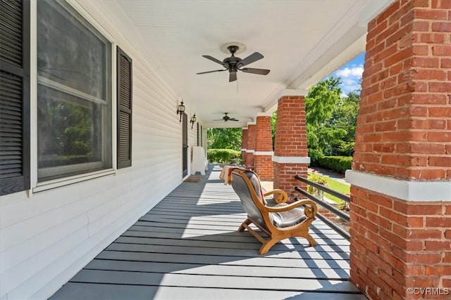24405 N James Madison Hwy, New Canton, VA 23123 - wooden porch featuring a ceiling fan