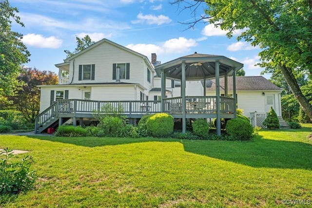 24405 N James Madison Hwy, New Canton, VA 23123 - back of property featuring a gazebo, a lawn, and a deck
