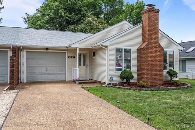 106 S Marion Ave Unit A, Hopewell, VA 23860 - single story home with concrete driveway, an attached garage, a chimney, and a front lawn