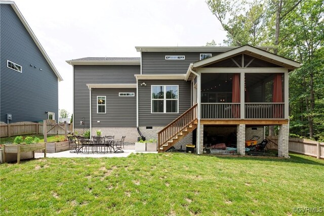2401 Willowvale Pl, Midlothian, VA 23112 - rear view of house featuring a patio area, a sunroom, stairs, and a garden