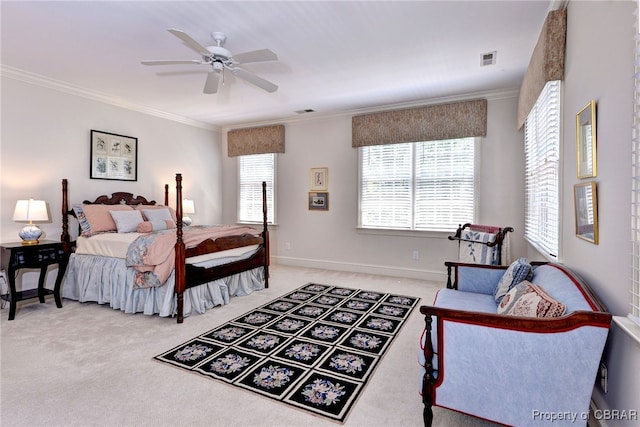 1921 Miln House Rd, Williamsburg, VA 23185 - carpeted bedroom featuring crown molding, ceiling fan, and baseboards
