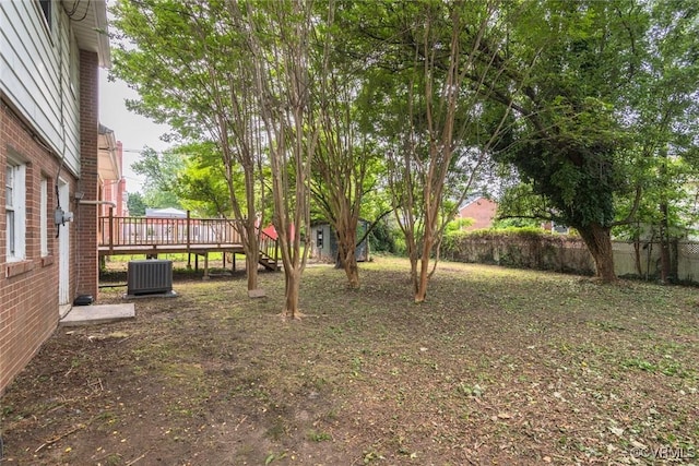 8005 Three Chopt Rd, Henrico, VA 23229 - fenced backyard featuring a deck and central air condition unit
