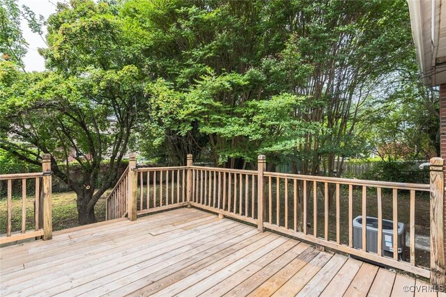 8005 Three Chopt Rd, Henrico, VA 23229 - deck with a fenced backyard and central AC unit