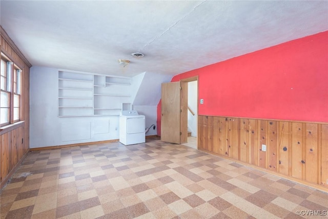 8005 Three Chopt Rd, Henrico, VA 23229 - bonus room with washer / clothes dryer, wood walls, wainscoting, and baseboards