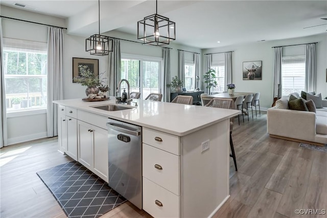 18342 Magnolia Run Ln, Moseley, VA 23120 - kitchen with dishwasher, open floor plan, plenty of natural light, light wood-type flooring, and recessed lighting