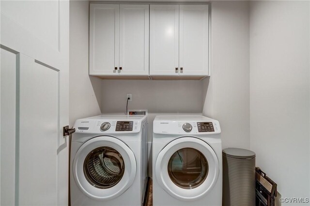 18342 Magnolia Run Ln, Moseley, VA 23120 - laundry room featuring cabinet space and separate washer and dryer