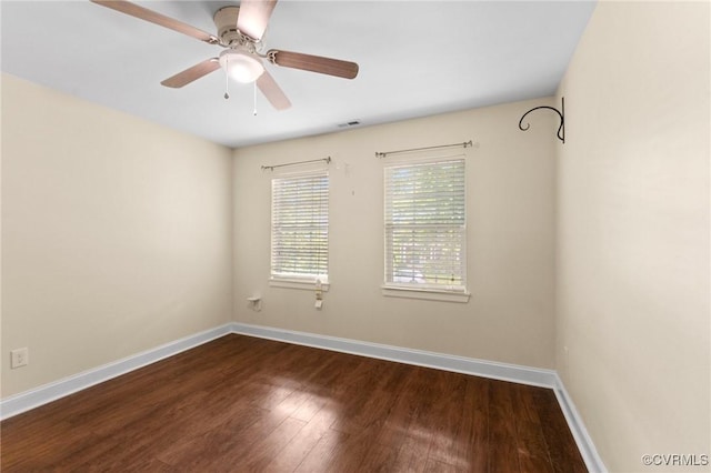 3104 1st Ave, Richmond, VA 23222 - empty room with dark wood finished floors, baseboards, and a ceiling fan