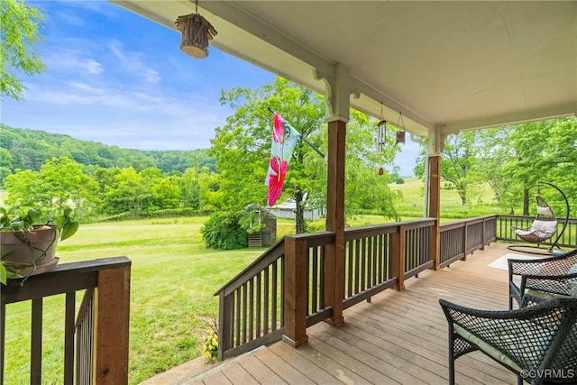 504 Springbranch Rd, Lexington, VA 24450 - wooden terrace featuring a lawn and a forest view
