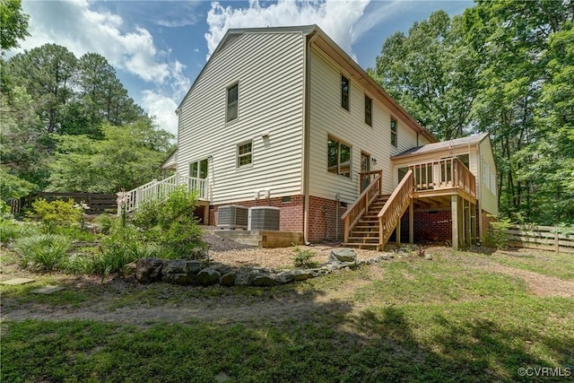 15368 W Fork Dr, Glen Allen, VA 23059 - back of house with stairway and a wooden deck