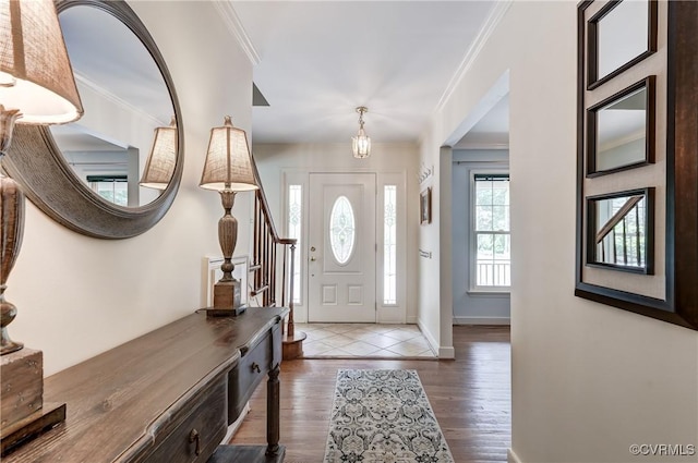 15368 W Fork Dr, Glen Allen, VA 23059 - foyer featuring wood finished floors and crown molding