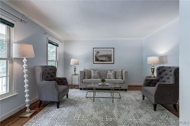 15368 W Fork Dr, Glen Allen, VA 23059 - living room featuring crown molding and wood finished floors