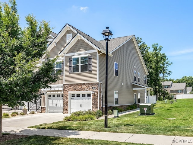 3216 Gannet Ln, Midlothian, VA 23112 - view of home's exterior featuring concrete driveway, an attached garage, stone siding, and a chimney