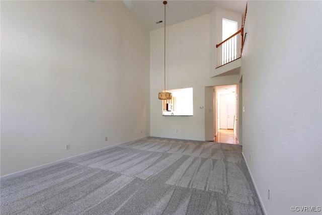10504 Bishops Gate Dr, Glen Allen, VA 23059 - spare room with high vaulted ceiling, light colored carpet, and baseboards