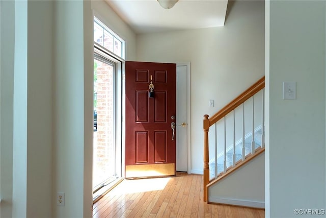 10504 Bishops Gate Dr, Glen Allen, VA 23059 - entrance foyer with stairs, light wood-type flooring, and baseboards