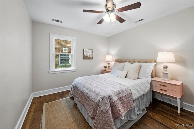 1004 W 45th St, Richmond, VA 23225 - bedroom featuring dark wood-style floors, baseboards, and ceiling fan