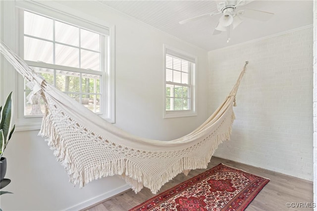 6405 Hagueman Dr, Richmond, VA 23225 - stairs featuring wood finished floors, crown molding, and a ceiling fan