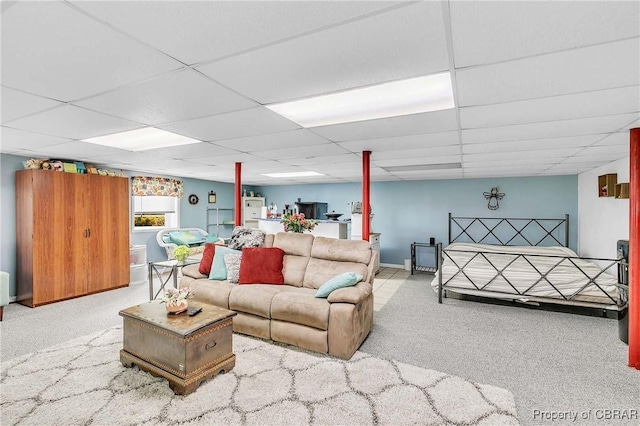 7486 Roaring Springs Rd, Gloucester, VA 23062 - living room with carpet floors and a paneled ceiling