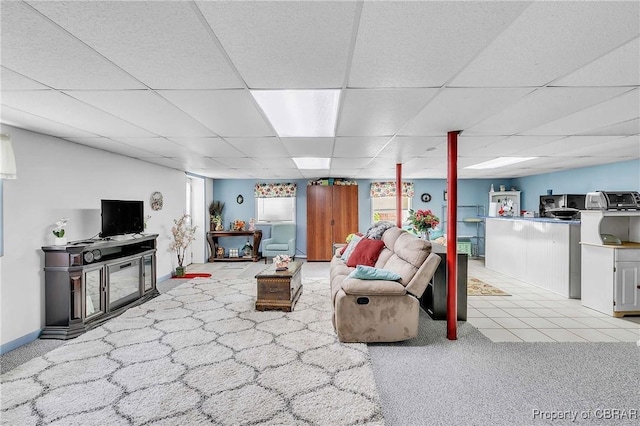 7486 Roaring Springs Rd, Gloucester, VA 23062 - living area featuring carpet flooring and a paneled ceiling
