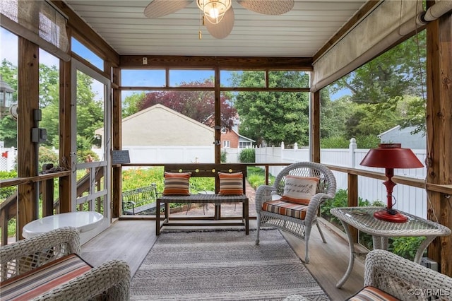 1520 Bellevue Ave, Richmond, VA 23227 - sunroom / solarium with ceiling fan and outdoor lounge area