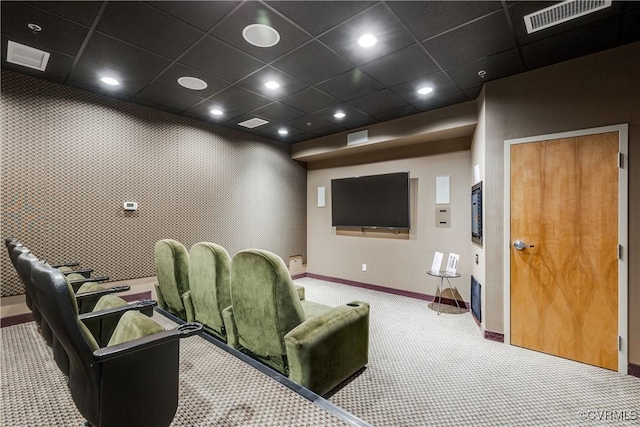 306 N 26th St Unit U222, Richmond, VA 23223 - carpeted cinema with baseboards, a drop ceiling, and recessed lighting