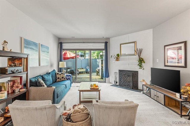 2990 Woodbridge Crossing Dr, Midlothian, VA 23112 - living area with carpet floors and a fireplace with flush hearth