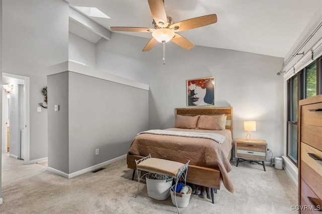 2990 Woodbridge Crossing Dr, Midlothian, VA 23112 - bedroom with a skylight, carpet, ceiling fan, and high vaulted ceiling