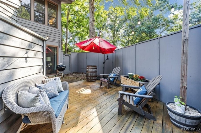 2990 Woodbridge Crossing Dr, Midlothian, VA 23112 - wooden terrace featuring outdoor lounge area and grilling area