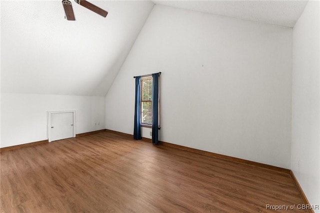 6402 Willow Landing Way, Chester, VA 23831 - bonus room featuring lofted ceiling, a ceiling fan, wood finished floors, and baseboards