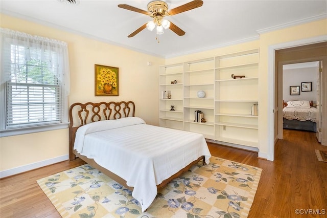 1813 Locust Hill Rd, Henrico, VA 23238 - bedroom featuring wood finished floors, crown molding, and ceiling fan