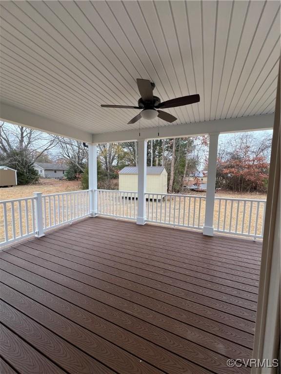 27 Otter Ln, Montross, VA 22520 - wooden terrace with ceiling fan