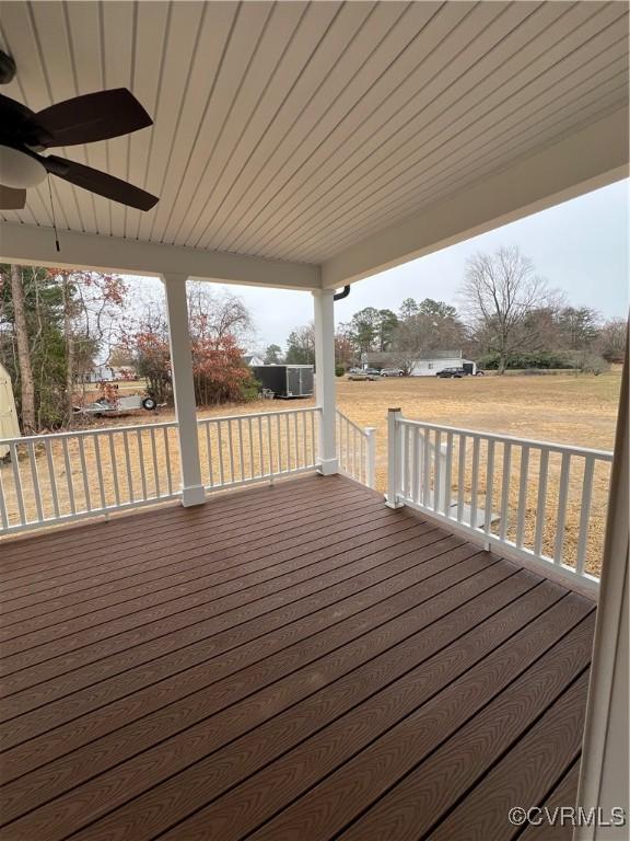 27 Otter Ln, Montross, VA 22520 - deck featuring ceiling fan