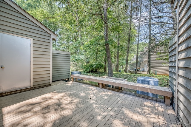 2750 Old Point Dr, Henrico, VA 23233 - wooden terrace with central air condition unit