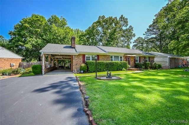 2931 Delfin Rd, Midlothian, VA 23112 - single story home featuring asphalt driveway, a chimney, brick siding, and an attached carport