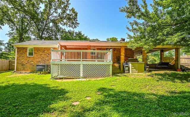 2931 Delfin Rd, Midlothian, VA 23112 - back of house with a wooden deck and brick siding