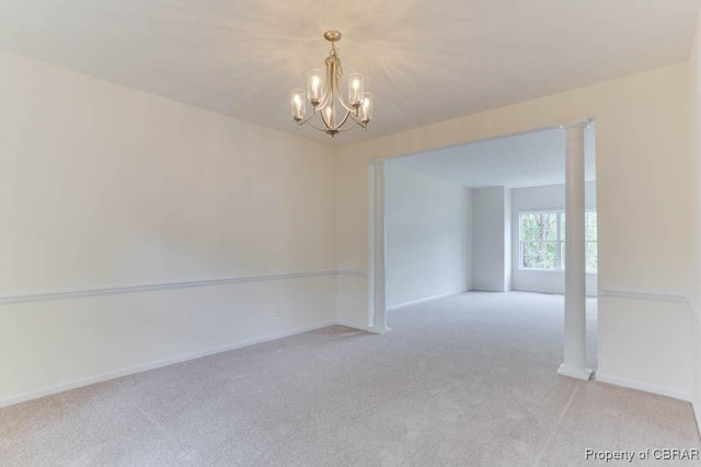 106 Haymaker Pl, Williamsburg, VA 23185 - unfurnished room featuring light colored carpet, a chandelier, and baseboards