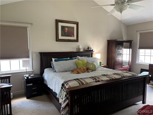 15023 Manor Gate Ct, Midlothian, VA 23112 - carpeted bedroom with vaulted ceiling and a ceiling fan