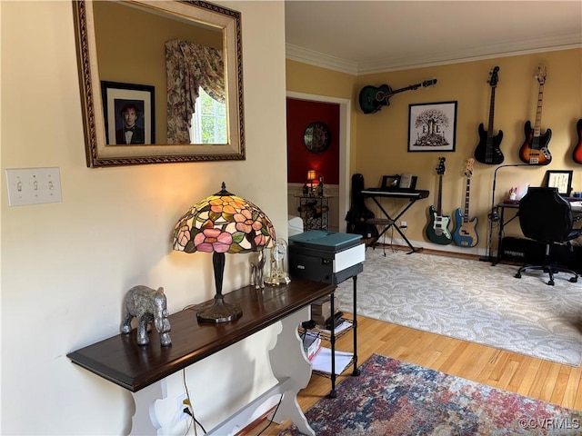 15023 Manor Gate Ct, Midlothian, VA 23112 - office area with ornamental molding and wood finished floors